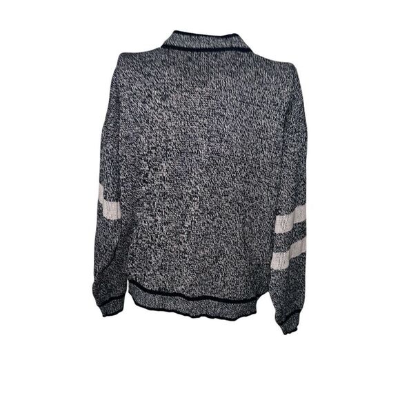NICE VINTAGE 80s Bugle Boy University Gray Black Cardigan Sweater Mens SIZE Larg - Picture 6 of 10